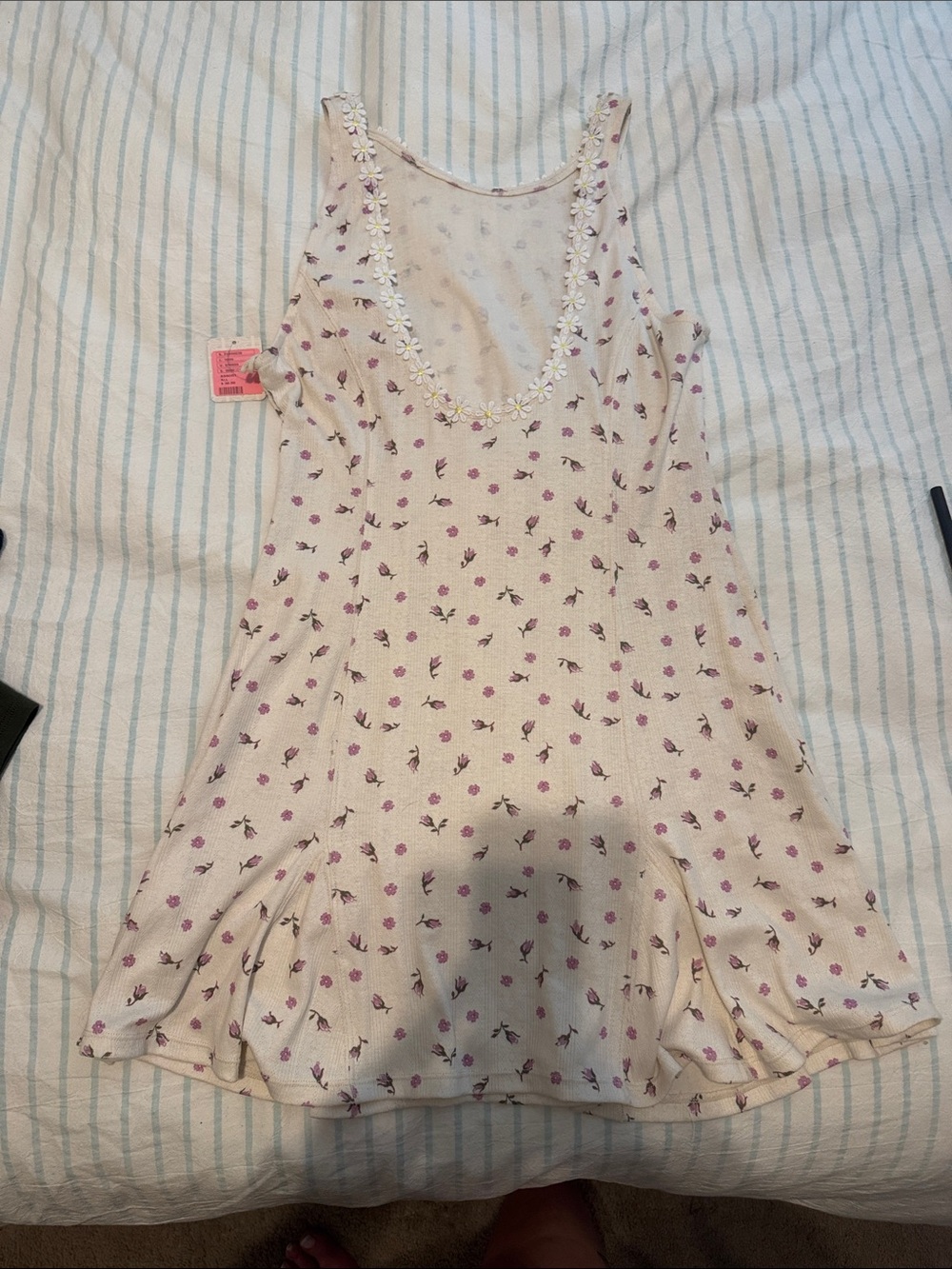 Free People Women's Floral Cream Dress with Daisy Trim